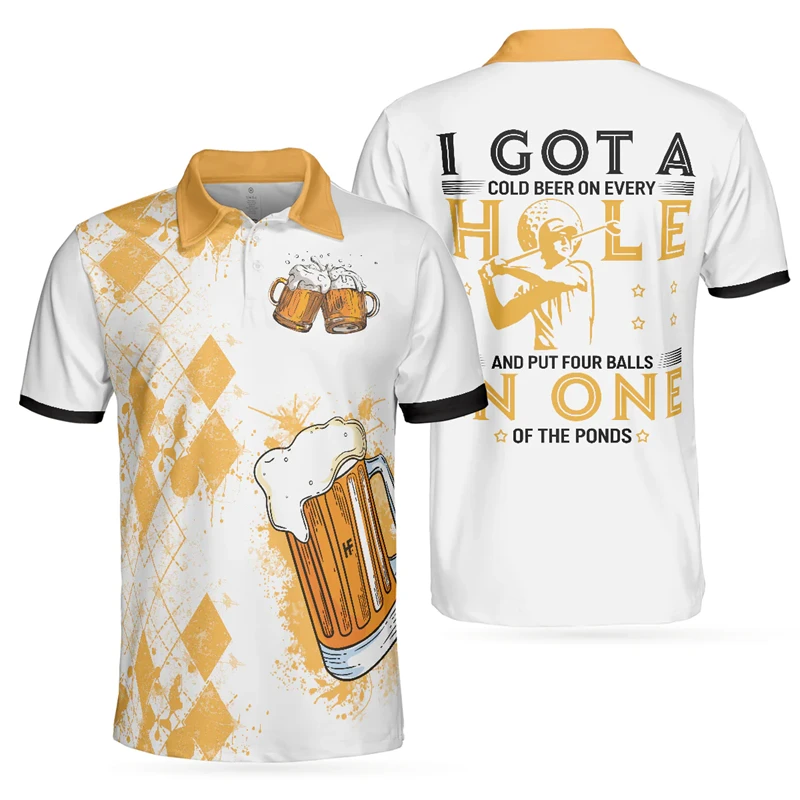 Beer And Sport Pattern Polo Shirt Men's Clothing Funny 3D Printed Fashion Shirts Outdoor Golf Skeleton Pattern 2025 New Tee Top - Image 5