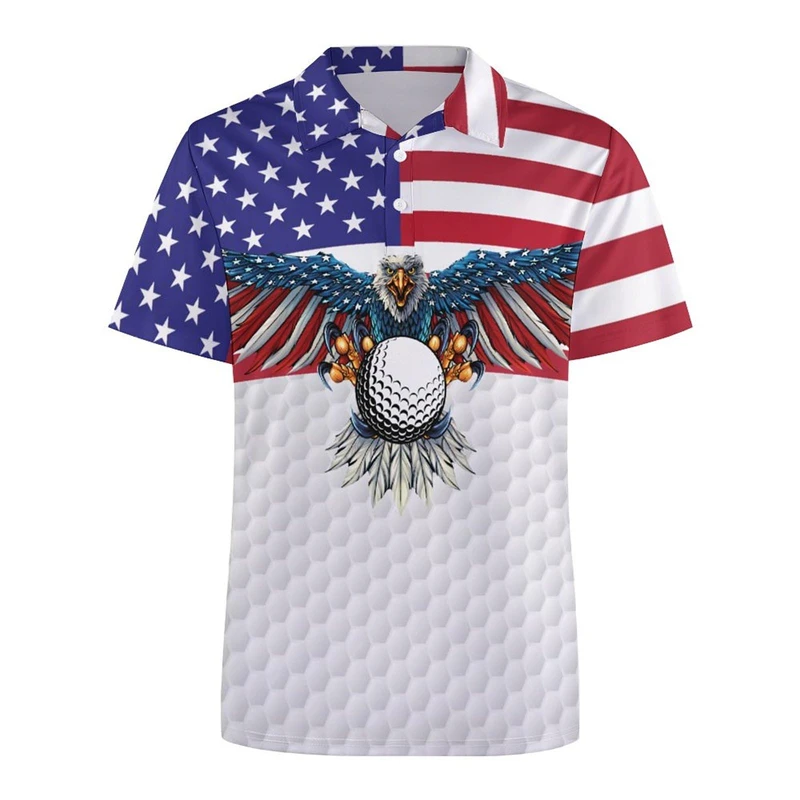Funny Golf 3d Print Polo Shirt For Men Colorful Flower Short Sleeves T-shirt Cartoon Animal Shark Casual Sports Shark Shirts - Image 2