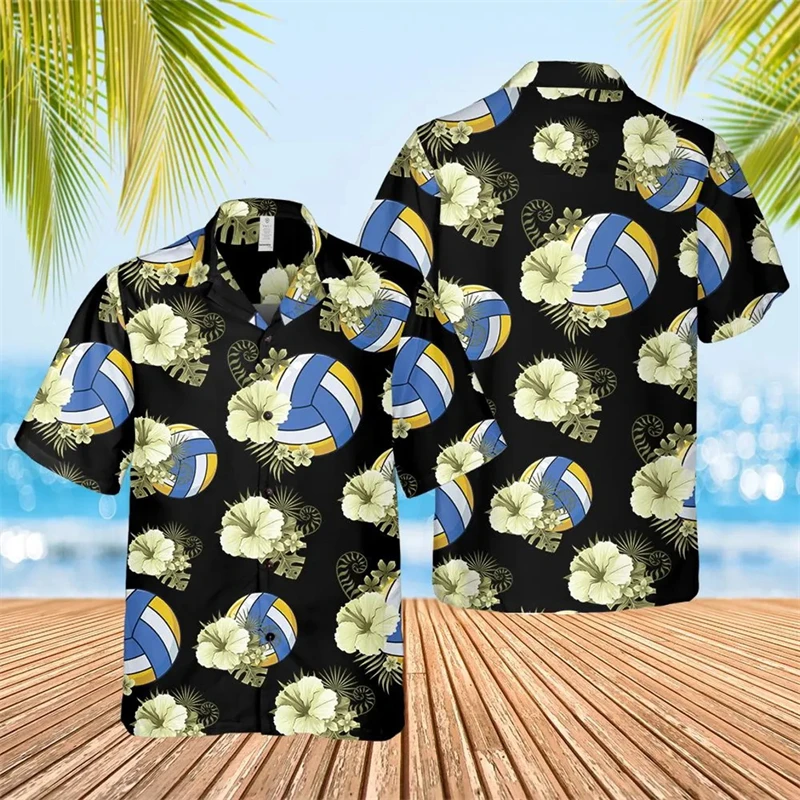Men's Polyester Hawaii Shirt Volleyball 3D Print Short Sleeve Breathable Blouses Casual Tops Hawaiian Holiday Shirt Tees Tops - Image 3