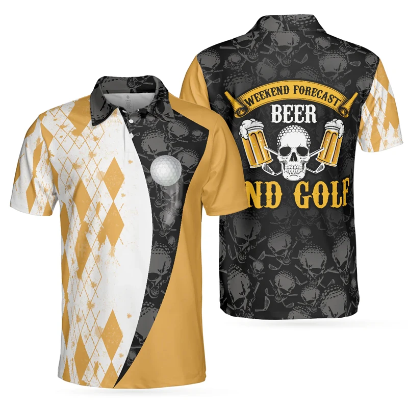Beer And Sport Pattern Polo Shirt Men's Clothing Funny 3D Printed Fashion Shirts Outdoor Golf Skeleton Pattern 2025 New Tee Top - Image 2