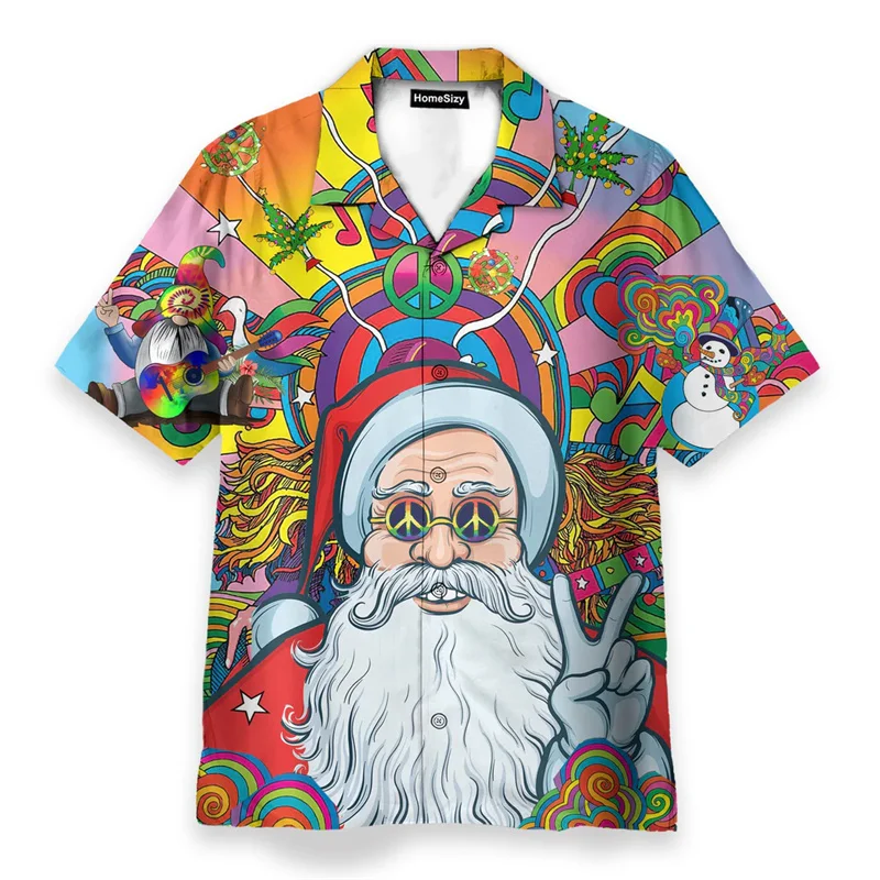 Hippie Logo Theme Summer Shirts Men Women Psychedelic Mushroom Personality Streetwear Button Shirts Hip Hop Fashion Blouse New - Image 2