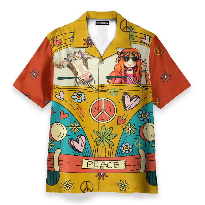 Hippie Logo Theme Summer Shirts Men Women Psychedelic Mushroom Personality Streetwear Button Shirts Hip Hop Fashion Blouse New