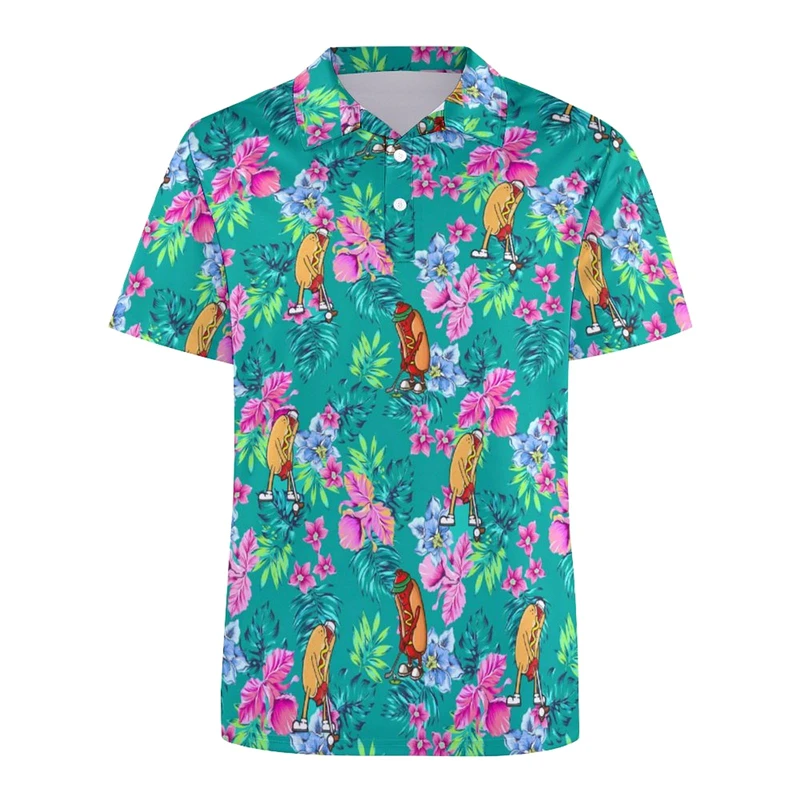 Funny Golf 3d Print Polo Shirt For Men Colorful Flower Short Sleeves T-shirt Cartoon Animal Shark Casual Sports Shark Shirts - Image 5